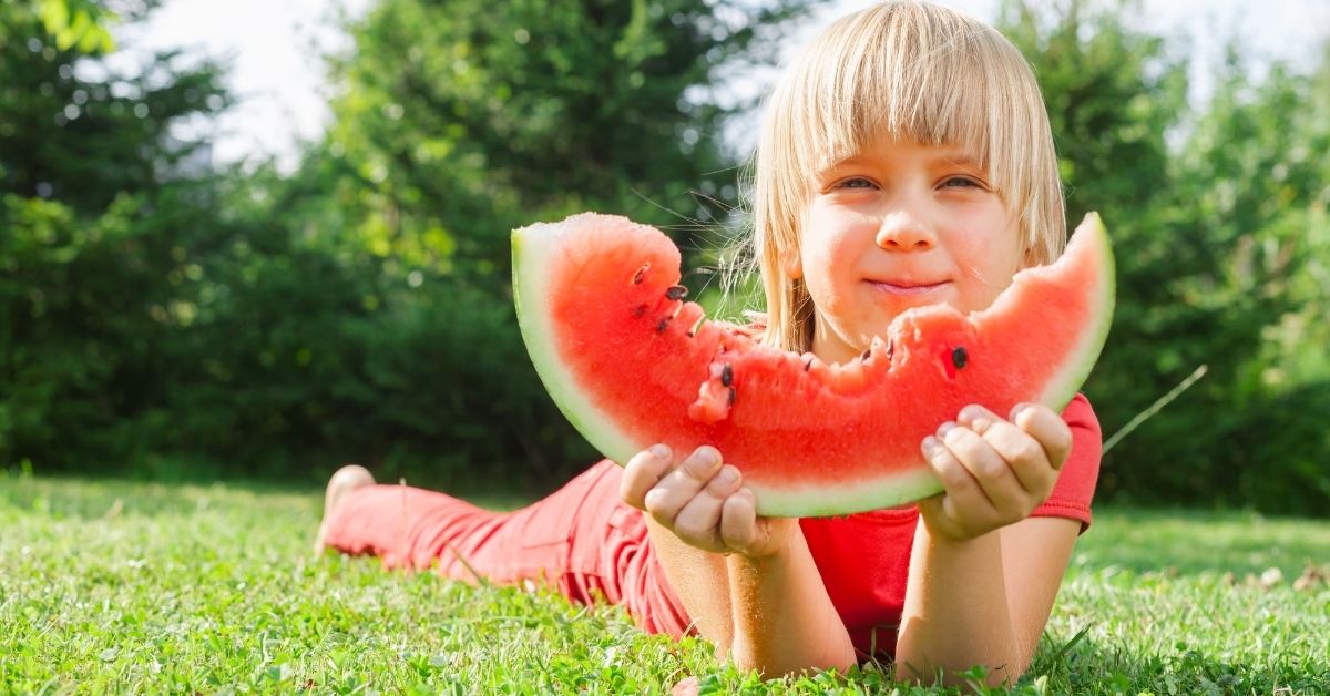 girl eating Watermelon