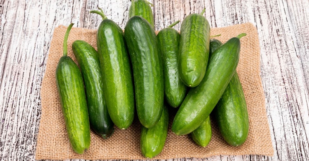 cucumber on a burlap cloth